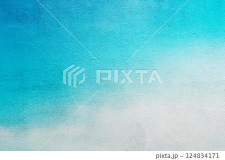 コンクリートの壁　水色と白のグラデーション 124834171