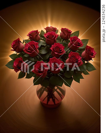 赤い薔薇の花束 124834236