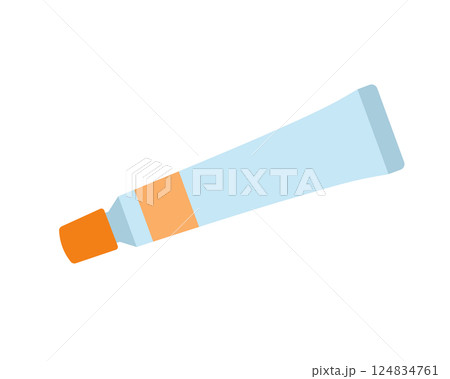 蓋付きチューブ軟膏のシンプルなイラスト 蓋付きチューブ軟膏のシンプルなイラスト 124834761