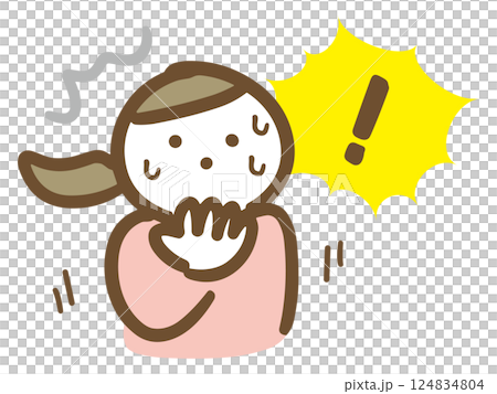 一位身著休閒服(上身)的年輕女子,臉上帶著驚訝與困擾的表情 一位身著休閒服(上身)的年輕女子,臉上帶著驚訝與困擾的表情 124834804