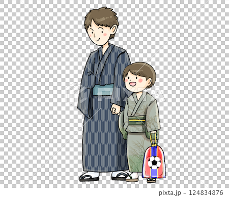 穿著浴衣的父子 穿著浴衣的父子 124834876