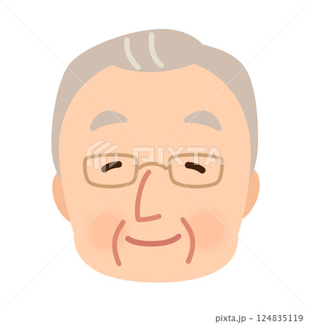 笑顔のシニア男性　高齢者　顔　アイコン 124835119