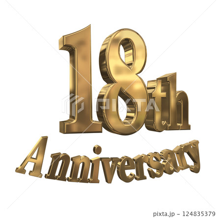 3DCG文字「18th Anniversary/18周年マークキラキラ」ゴールド,金 3DCG文字「18th Anniversary/18周年マークキラキラ」ゴールド,金 124835379