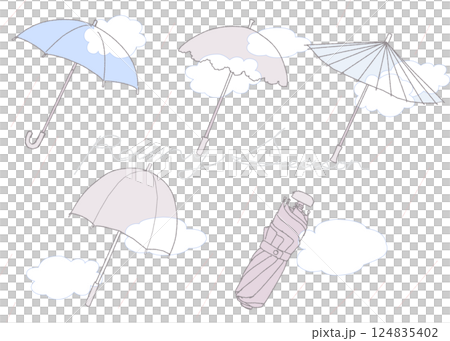 手繪彩色插圖集雨天的簡單雨傘 手繪彩色插圖集雨天的簡單雨傘 124835402