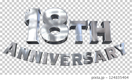 3DCG文字「18th Anniversary/18周年マークキラキラ」シルバー,銀 3DCG文字「18th Anniversary/18周年マークキラキラ」シルバー,銀 124835404