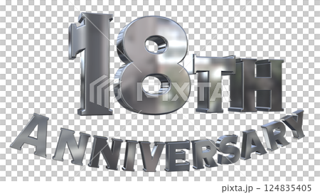 3DCG文字「18th Anniversary/18周年マークキラキラ」シルバー,銀 3DCG文字「18th Anniversary/18周年マークキラキラ」シルバー,銀 124835405