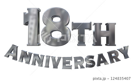 3DCG文字「18th Anniversary/18周年マークキラキラ」シルバー,銀 124835407
