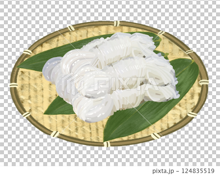 Shirataki (with colander and bamboo leaves) 124835519