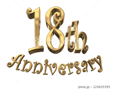 3DCG文字「18th Anniversary/18周年マークキラキラ」ゴールド,金 3DCG文字「18th Anniversary/18周年マークキラキラ」ゴールド,金 124835595
