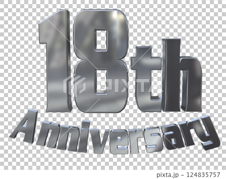 3DCG文字「18th Anniversary/18周年マークキラキラ」シルバー,銀 3DCG文字「18th Anniversary/18周年マークキラキラ」シルバー,銀 124835757