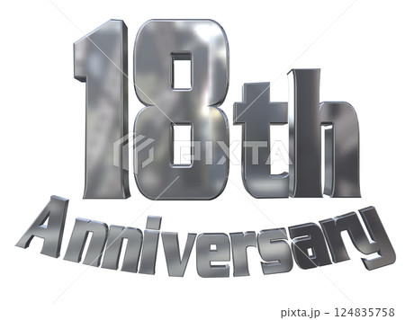 3DCG文字「18th Anniversary/18周年マークキラキラ」シルバー,銀 3DCG文字「18th Anniversary/18周年マークキラキラ」シルバー,銀 124835758