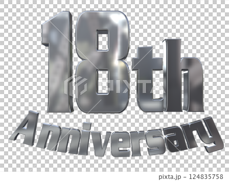 3DCG文字「18th Anniversary/18周年マークキラキラ」シルバー,銀 3DCG文字「18th Anniversary/18周年マークキラキラ」シルバー,銀 124835758