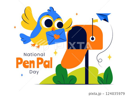 National Pen Pal Day Vector Illustration on June 1 Featuring Someone Writing a Letter to a Friend in a Flat Style Cartoon Background 124835979