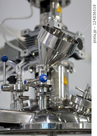 stainless steel chemical equipment closeup stainless steel chemical equipment closeup 124836319