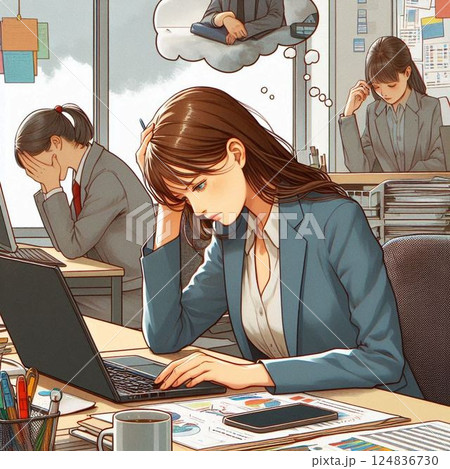 仕事中の女性のイラスト素材 [124836730] - PIXTA