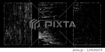 Grunge post Stamps set. Overlay texture stamps with banners , logos, icon, label and Badges. Distress grain surface dust and rough background concept. Place over object to create grunge effect. 124836874