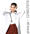 image of young woman doctor portrait in uniform with stethoscope medical and health white blackground 124837074