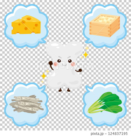 Foods containing calcium and bone character 124837195
