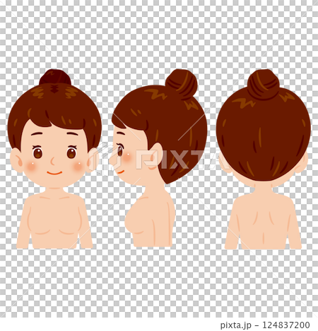 裸の女性上半身イラストセット 124837200