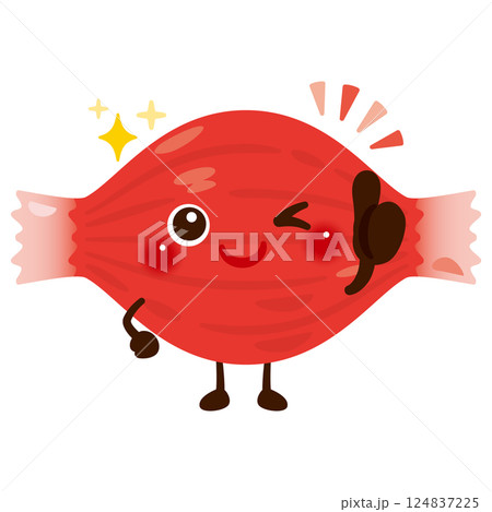 グッドサインを出す明肉のキャラクターイラスト グッドサインを出す明肉のキャラクターイラスト 124837225