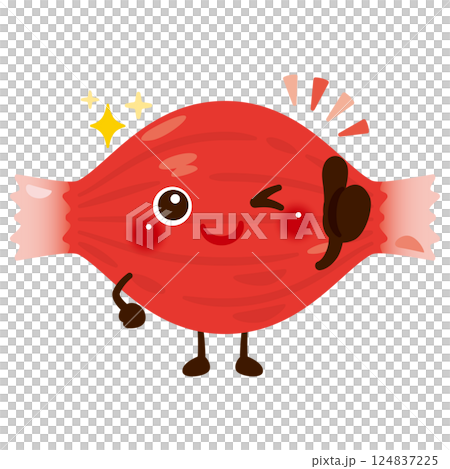 グッドサインを出す明肉のキャラクターイラスト グッドサインを出す明肉のキャラクターイラスト 124837225