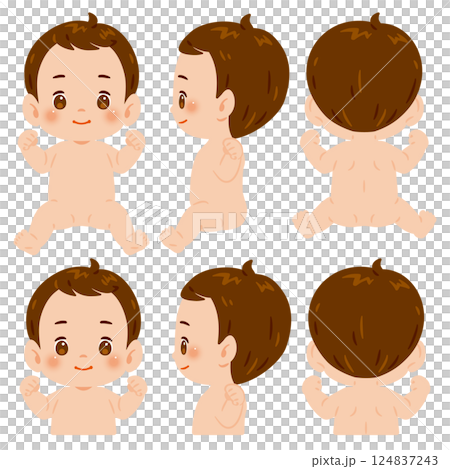 Naked baby full body illustration set 124837243