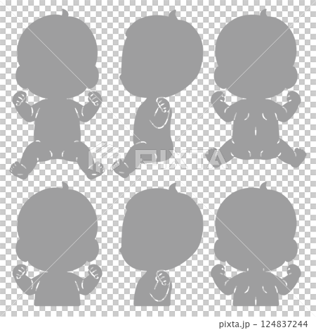 Baby full body silhouette illustration set Baby full body silhouette illustration set 124837244