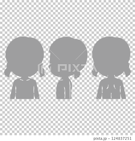 女児の上半身シルエットイラストセット 124837251