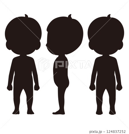 男児の全身単色シルエットイラストセット 124837252