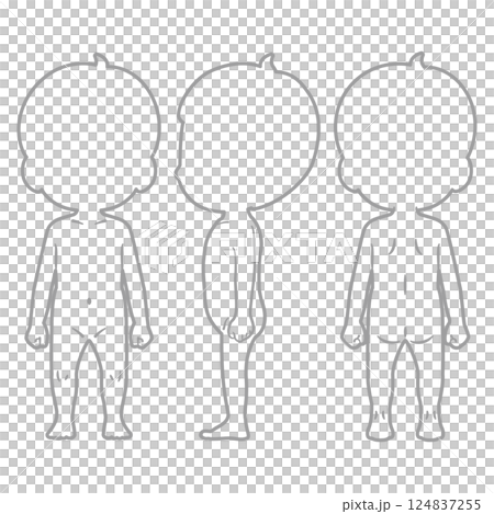 Boy's full body line drawing silhouette illustration set 1 Boy's full body line drawing silhouette illustration set 1 124837255