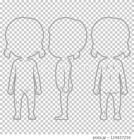 Girl's full body line drawing silhouette illustration set 1 Girl's full body line drawing silhouette illustration set 1 124837256