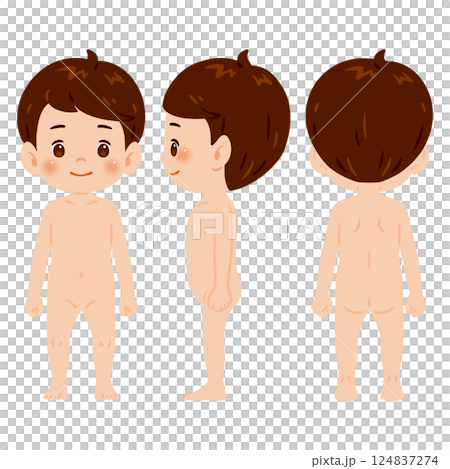 Naked boy full body illustration set Naked boy full body illustration set 124837274