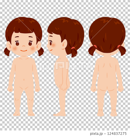 Naked girl full body illustration set Naked girl full body illustration set 124837275