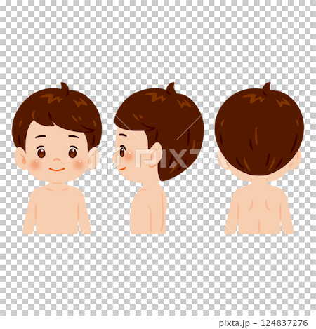 Naked boy upper body illustration set Naked boy upper body illustration set 124837276