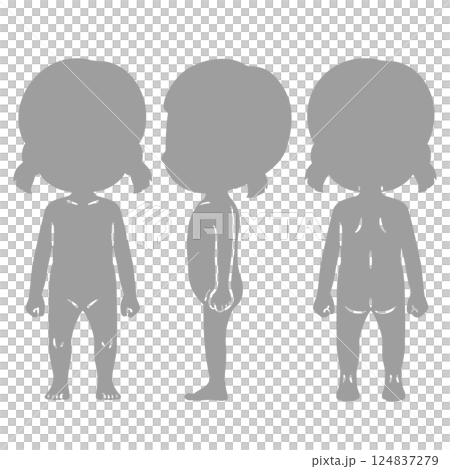 Girl's full body silhouette illustration set 124837279