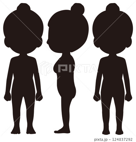 女性の全身単色シルエットイラストセット 女性の全身単色シルエットイラストセット 124837292