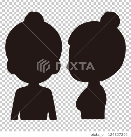 Female upper body monochrome silhouette illustration set Female upper body monochrome silhouette illustration set 124837293