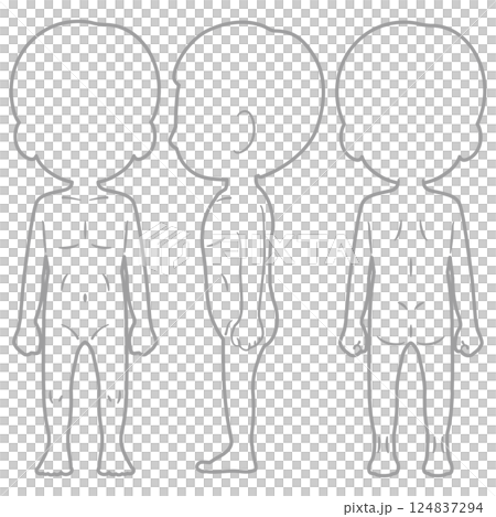Male full body line drawing silhouette illustration set 1 Male full body line drawing silhouette illustration set 1 124837294