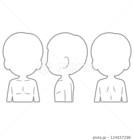 男性の上半身線画シルエットイラストセット1 124837296