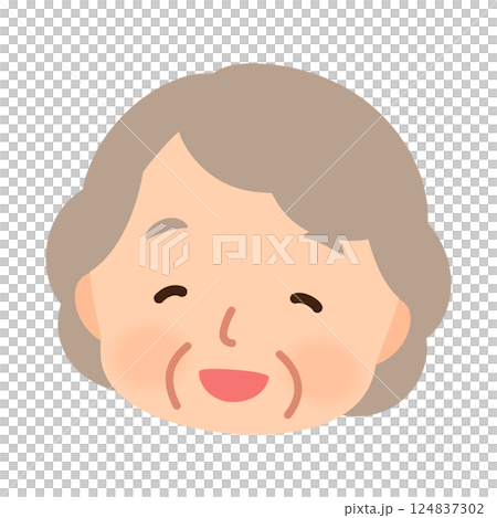 Smiling senior woman elderly face icon 124837302