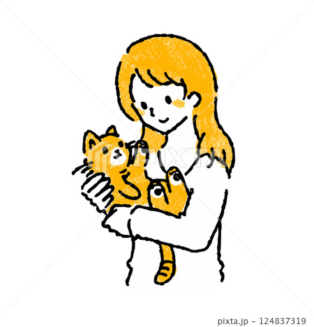猫を抱く女性 124837319