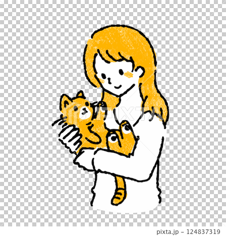 猫を抱く女性 124837319
