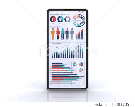 ビジネスデータを表示するスマートフォン 124837356