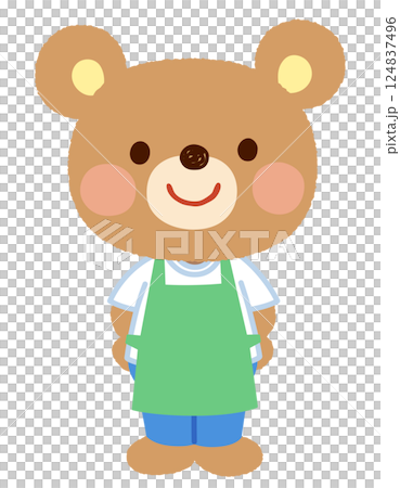 Cute bear character apron staff clerk 124837496