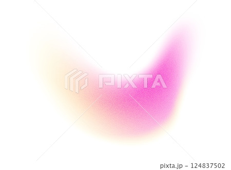Abstract gradient shape with noise, pink and yellow blurred grainy color gradation, vibrant design element. 124837502
