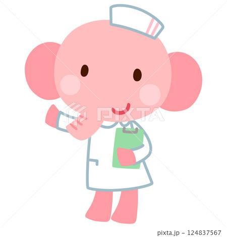 ゾウの看護師さん お医者さん ゾウの看護師さん お医者さん 124837567