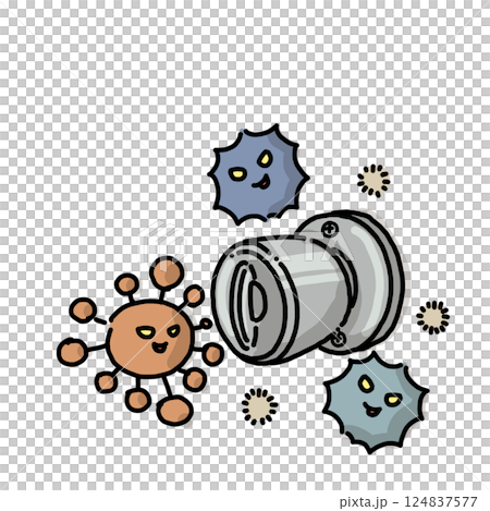 ドアノブに菌がついている様子のイラストカラーバージョン 124837577