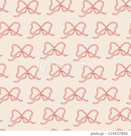 Decorative pattern featuring intricate bows in soft tones on a light background 124837808