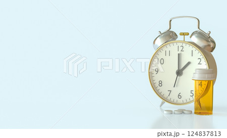 The Drug and clock for medical concept 3d Rendering. The Drug and clock for medical concept 3d Rendering. 124837813