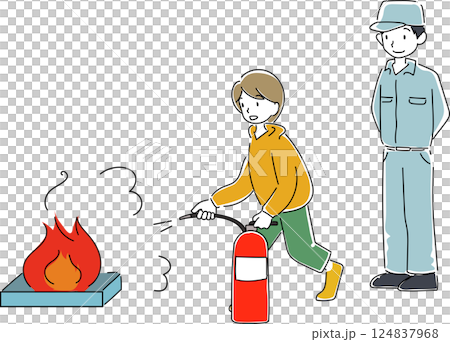消防演習的插圖 124837968